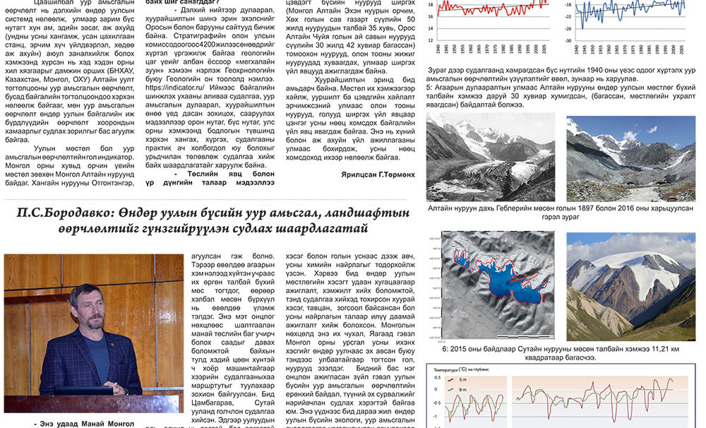 Монгол ба Орос Алтайн өндөр уулын ландшафт-Уур амьсгалын өөрчлөлтийн судалгаа